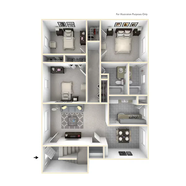 3 bedroom 2 bath 2-282 floor plan